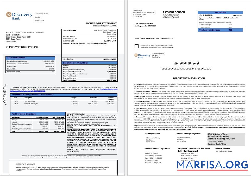 Südafrika Discovery Bank Hypothek Kontoauszug in Word and PDF Formate 1 2 Vorschau