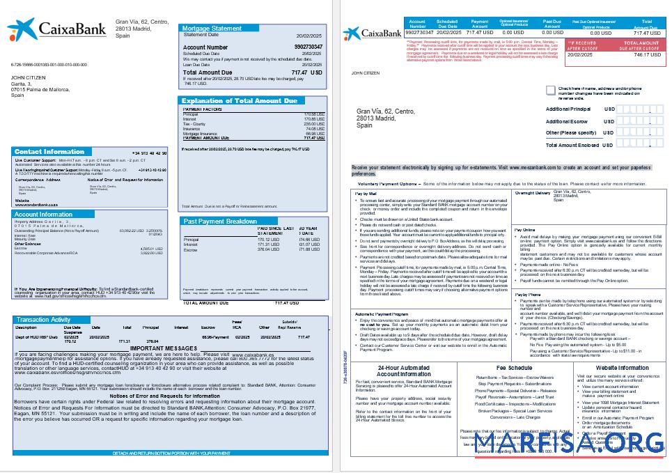 Spanien Caixa Bank Hypothek Kontoauszug in Word and PDF Formate 1 2 Mockup