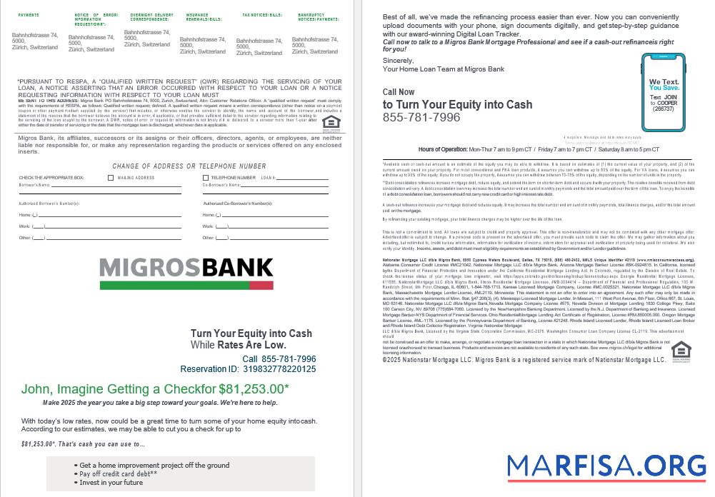 Swiss Migrosbank Bank Hypothek Darlehen Kontoauszug in Word and PDF Formate 3 4 Design