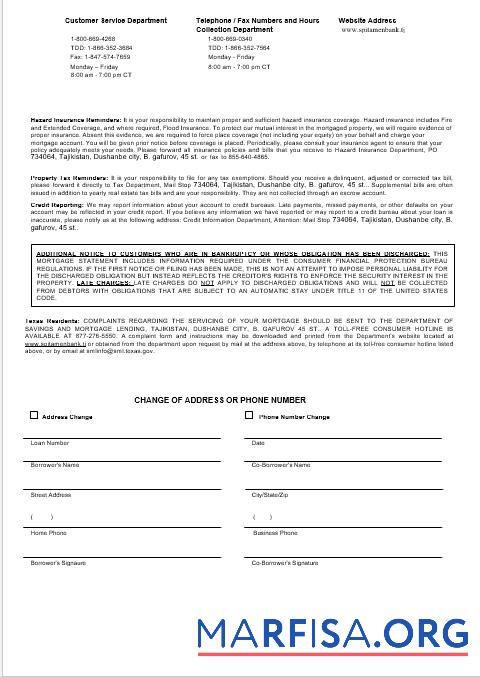 Tadschikistan Spitamen Bank Hypothek Kontoauszug in Word and PDF Formate 3 Mockup