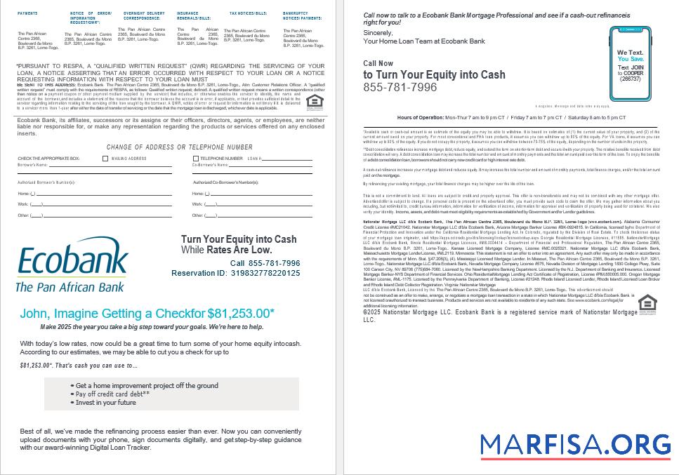 Togo Ecobank Bank Hypothek Darlehen Kontoauszug in Word and PDF Formate , 4 pages 3 4 Vorlage