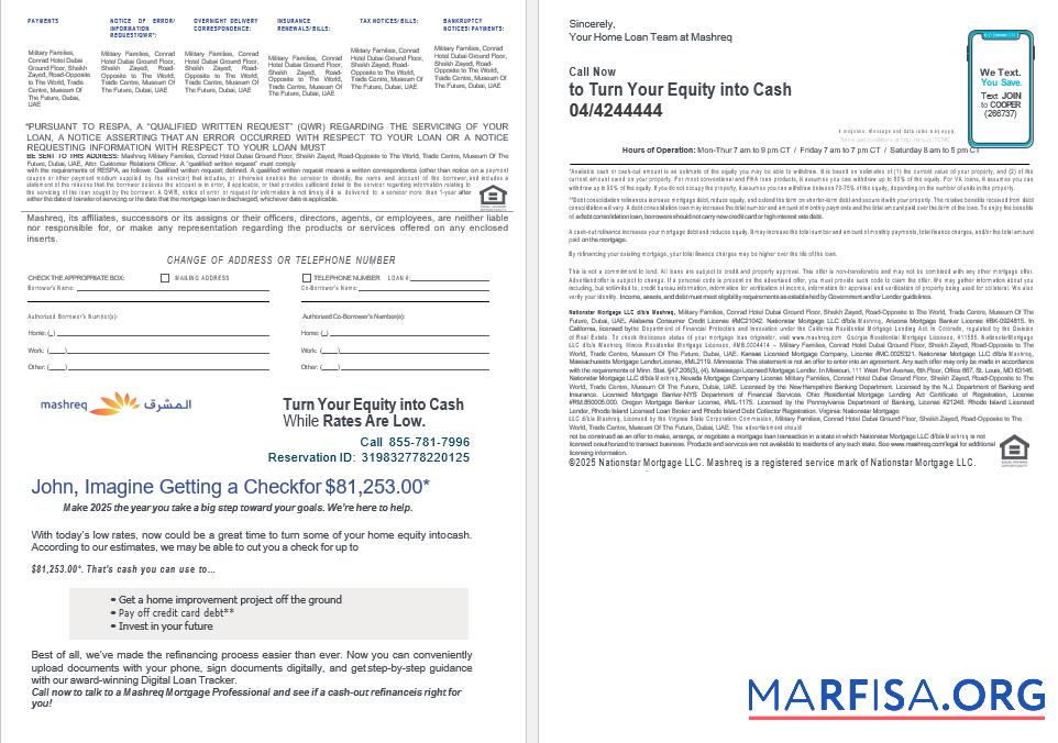 VAE Mashreq Hypothek Darlehen Kontoauszug in Word and PDF Formate , 4 pages 3 4 Mockup
