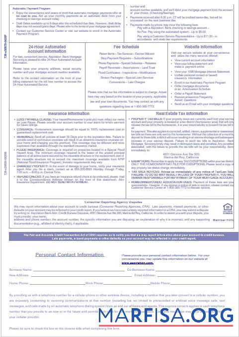 USA Aspiration Bank Hypothek Kontoauszug in Word and PDF Formate, 3 pages 3 Vorlage