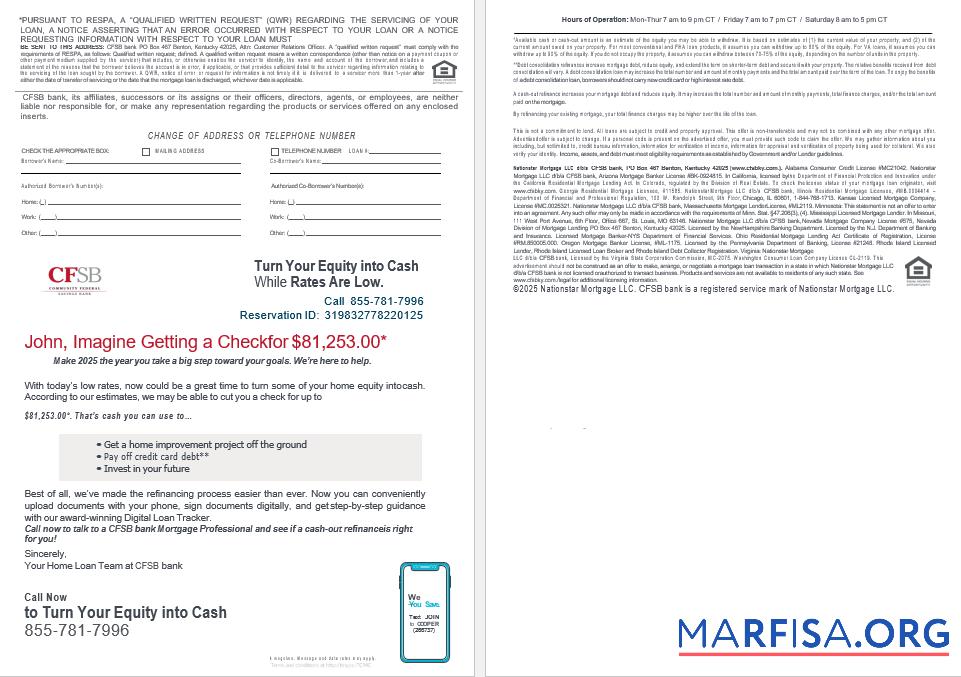 USA CFSB Bank Hypothek Darlehen Kontoauszug in Word and PDF Formate , 4 pages 3 4 Vorlage