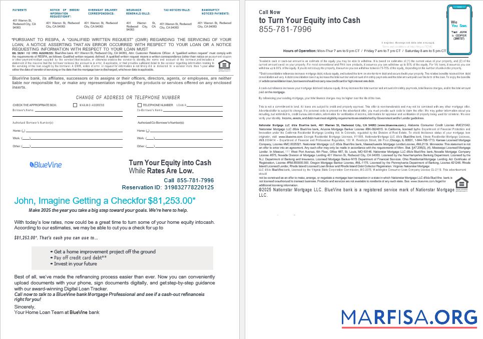 USA California BlueVine Bank Hypothek Darlehen Kontoauszug in Word and PDF Formate , 4 pages 3 4 Mockup