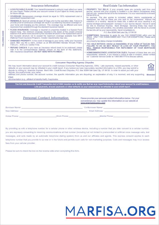 USA The American Express Bank Hypothek Kontoauszug in Word and PDF Formate, 3 pages 3 Vorschau