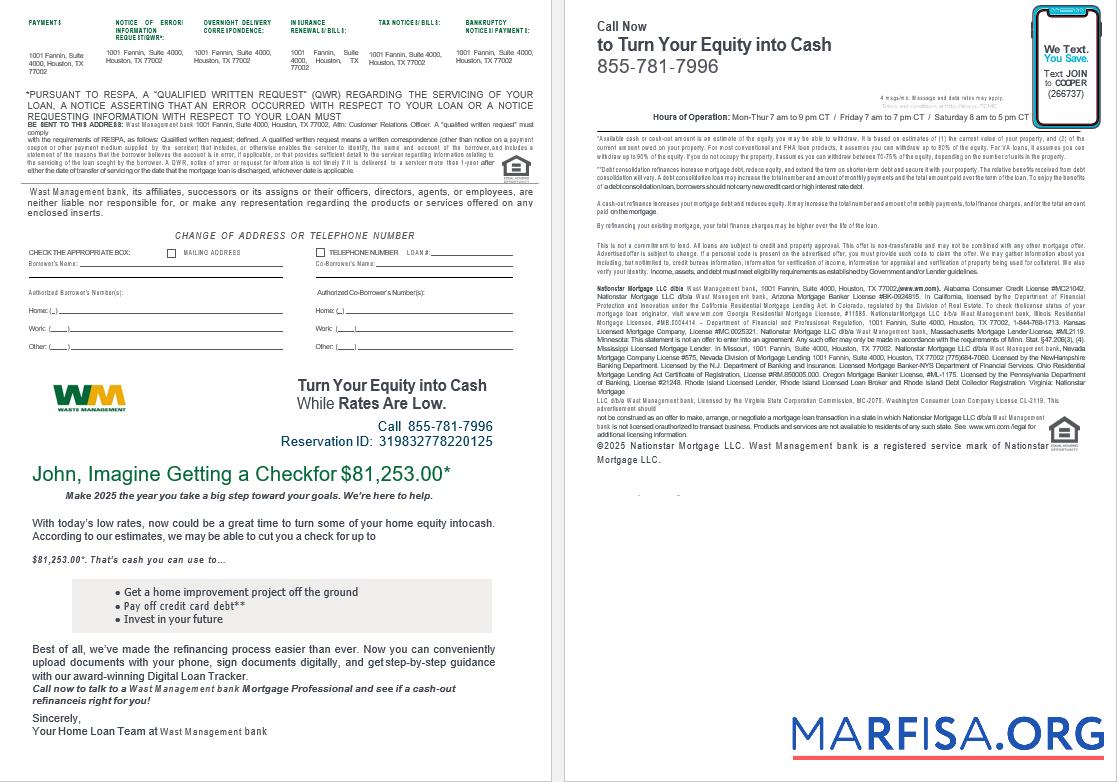 USA Waste Management Bank Hypothek Darlehen Kontoauszug in Word and PDF Formate , 4 pages 3 4 Mockup