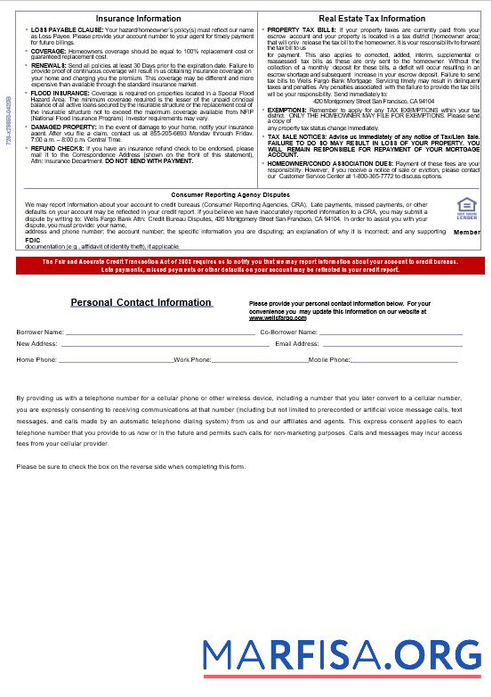 USA Wells Fargo Bank Hypothek Kontoauszug in Word and PDF Formate, 3 pages 3 Probe