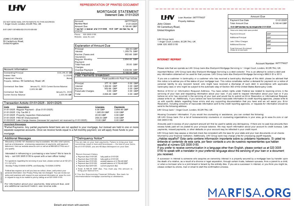 Vereinigtes Königreich LHV Group Bank Hypothek Kontoauszug in Word and PDF Formate, 3 pages 1 2 Vorschau