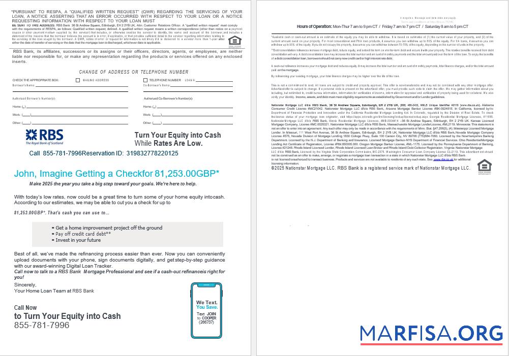 Vereinigtes Königreich Royal Bank of Scottish (RBS) Bank Hypothek Darlehen Kontoauszug in Word and PDF Formate , 4 pages 3 4 Vorlage