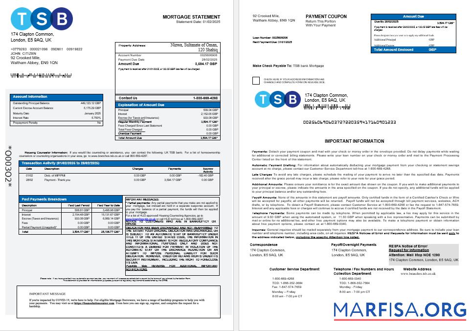 Vereinigtes Königreich TSB Bank Hypothek Kontoauszug in Word and PDF Formate 1 2 Design