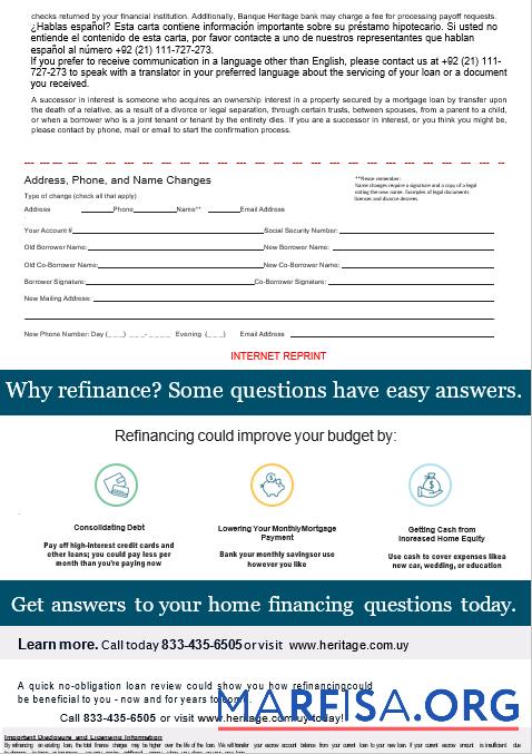 Uruguay Banque Heritage bankmortgage Kontoauszug in Word and PDF Formate, 3 pages 3 Probe
