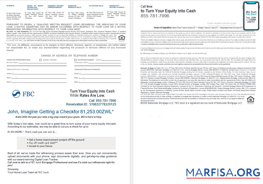 Simbabwe FBC Bank Hypothek Darlehen Kontoauszug in Word and PDF Formate , 4 pages 3 4 Probe