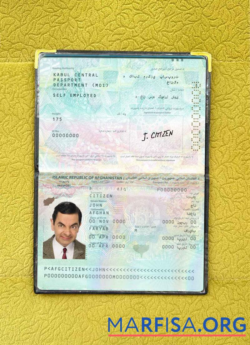 Afghanistan Reisepass Foto look Design