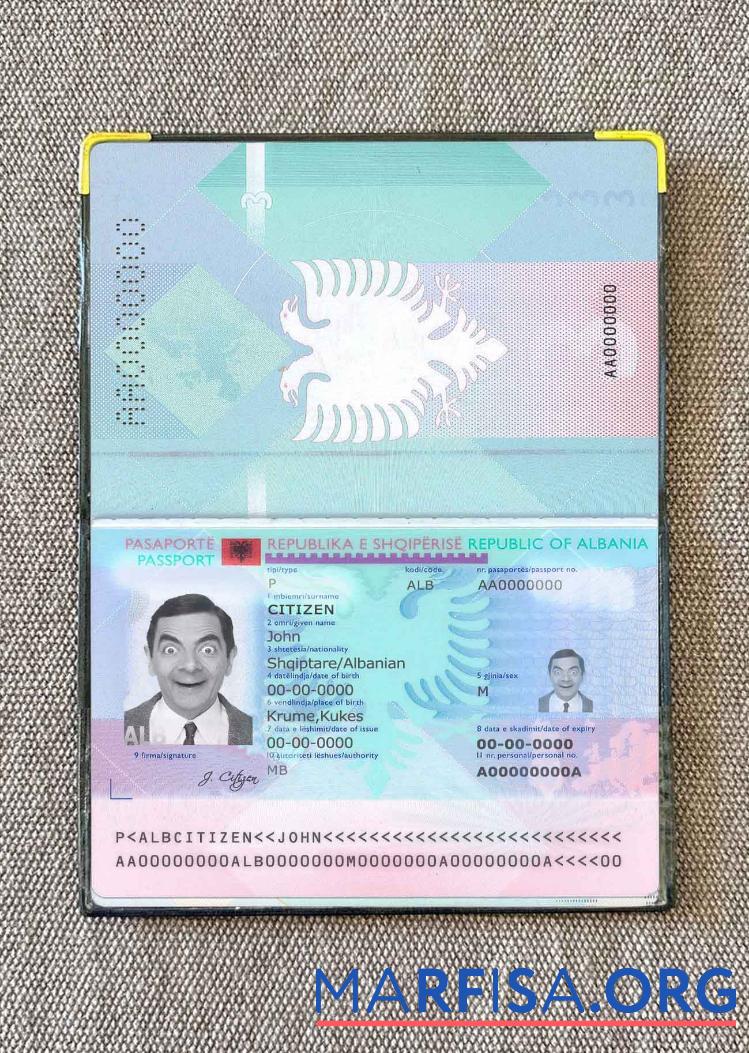 Albanien Reisepass Foto look Design