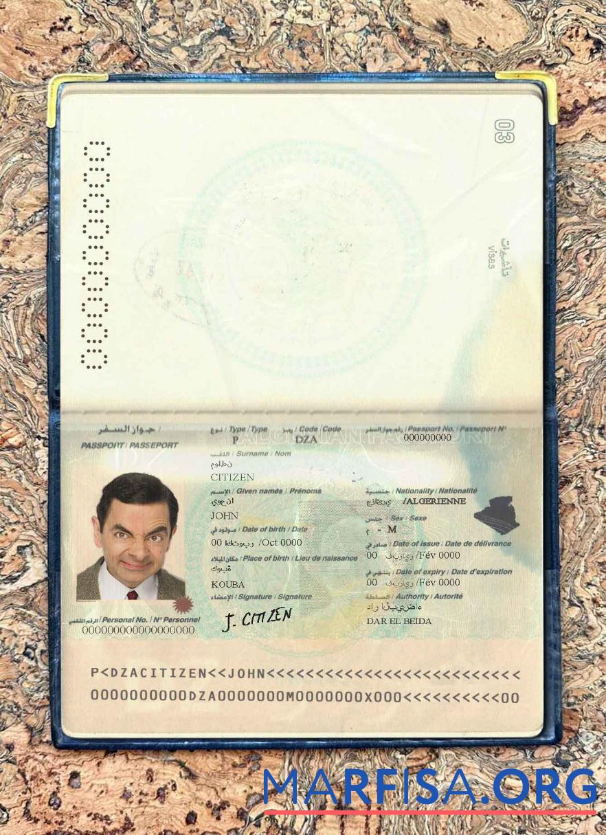 Algerien Reisepass Foto look Mockup