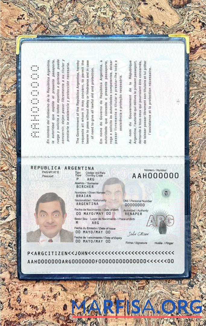 Argentinien Neu Reisepass 2022 Gegenwärtig Foto-Look Design