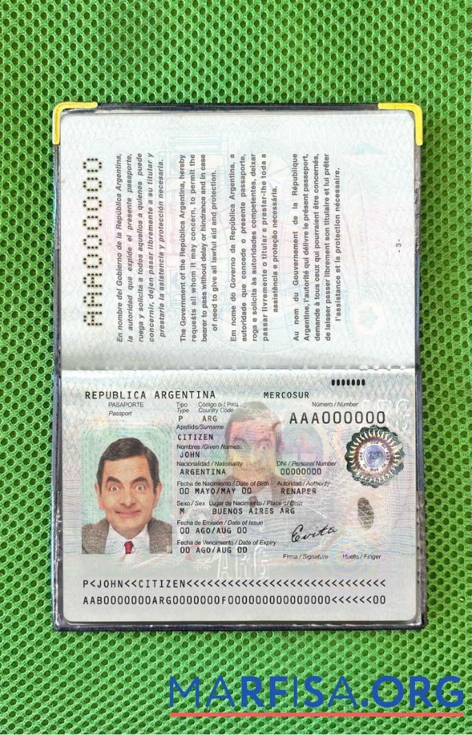 Argentinien Reisepass Foto look Mockup