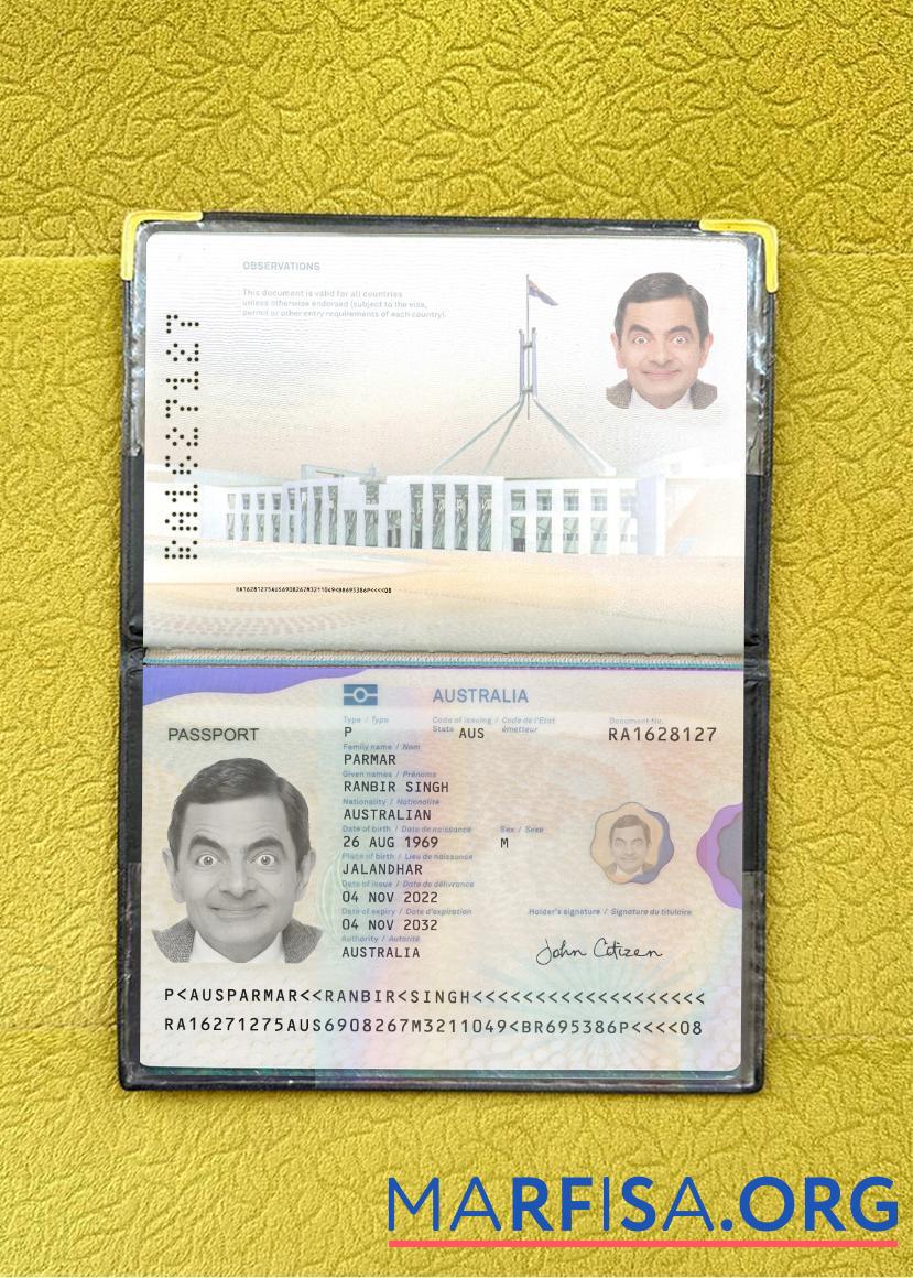 Australien Reisepass 2022 Gegenwärtig Foto-Look Design
