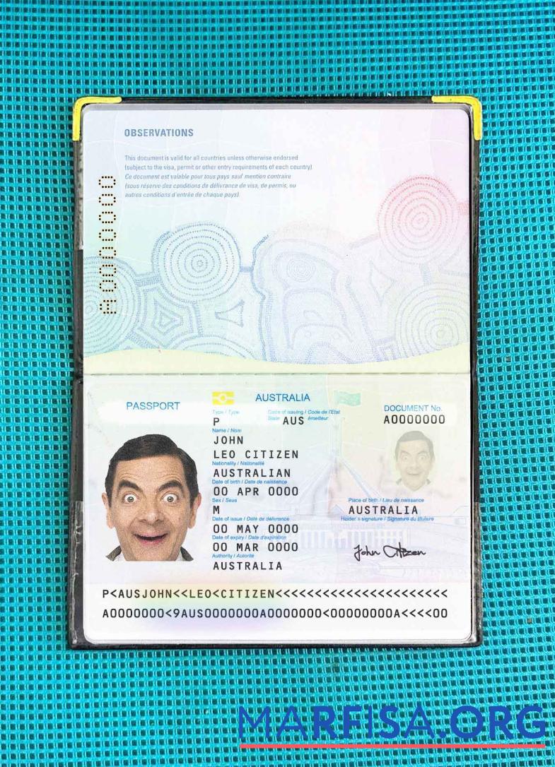 Australian Standard Reisepass Foto look Probe