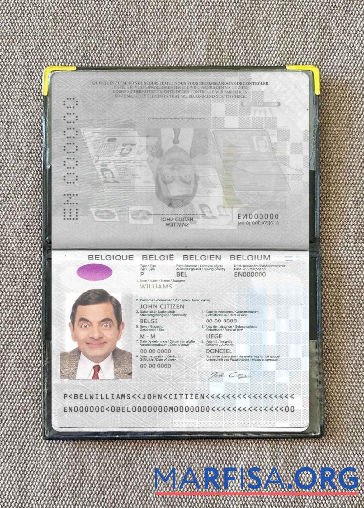 Belgien Reisepass Version 2 (2017 Gegenwärtig) Foto look Vorlage