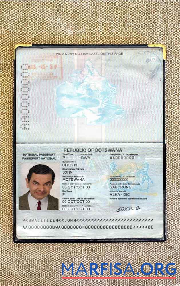 Botswana Reisepass Foto look Vorlage