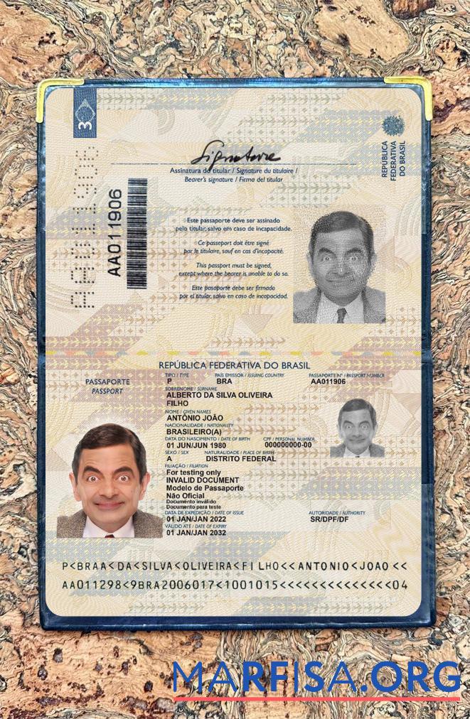 Brasilien Reisepass 2022 Gegenwärtig Foto-Look Vorschau