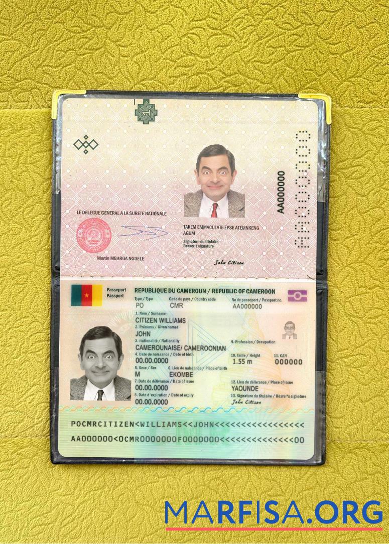 Kamerun Reisepass 2021 Gegenwärtig Foto-Look Vorlage