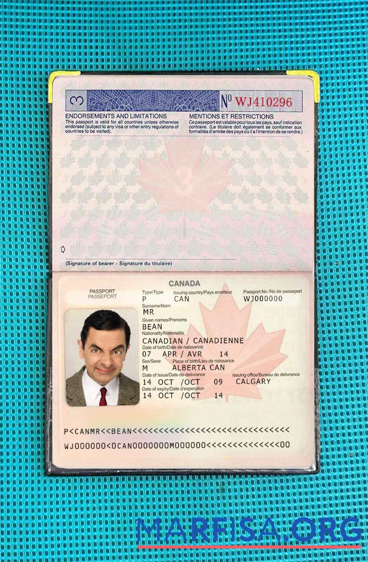 Kanada Reisepass (2002 2010) Foto look Mockup
