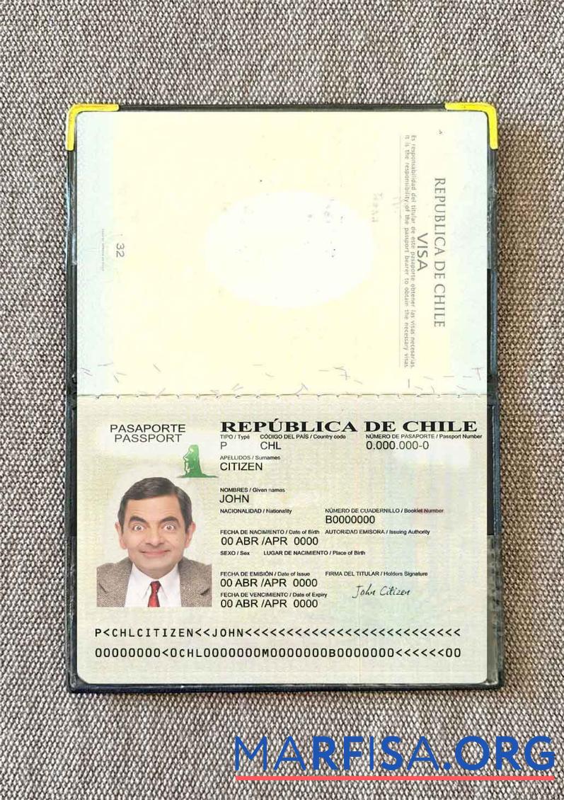 Chile Reisepass Version 2 Foto look Design