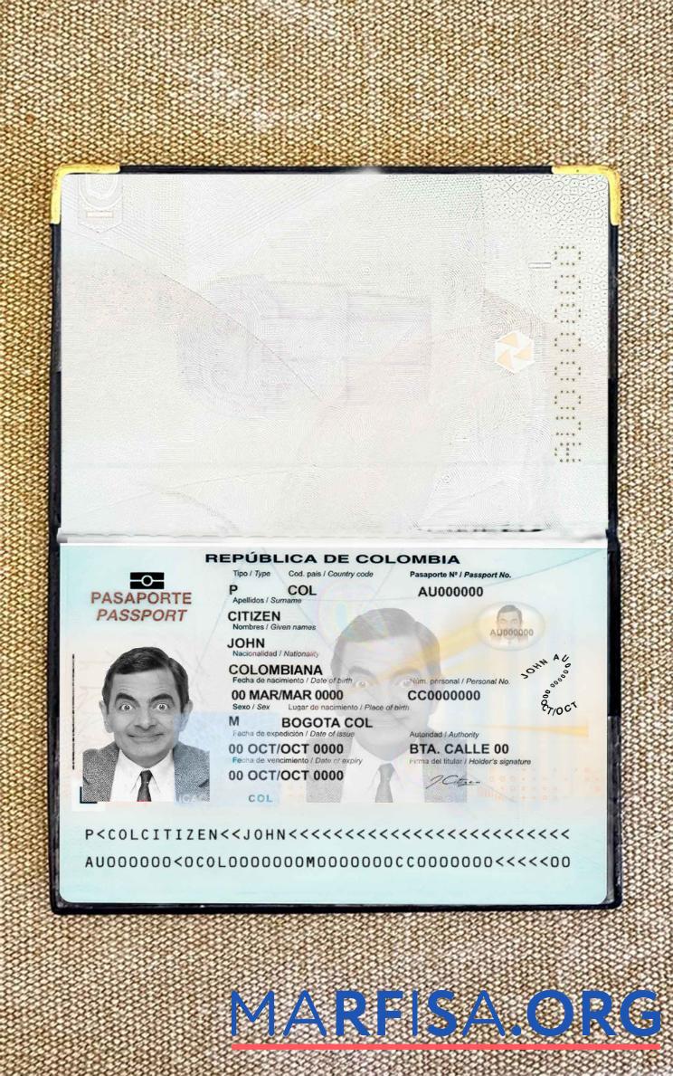 Kolumbien Reisepass (2018 Gegenwärtig) Foto look Mockup