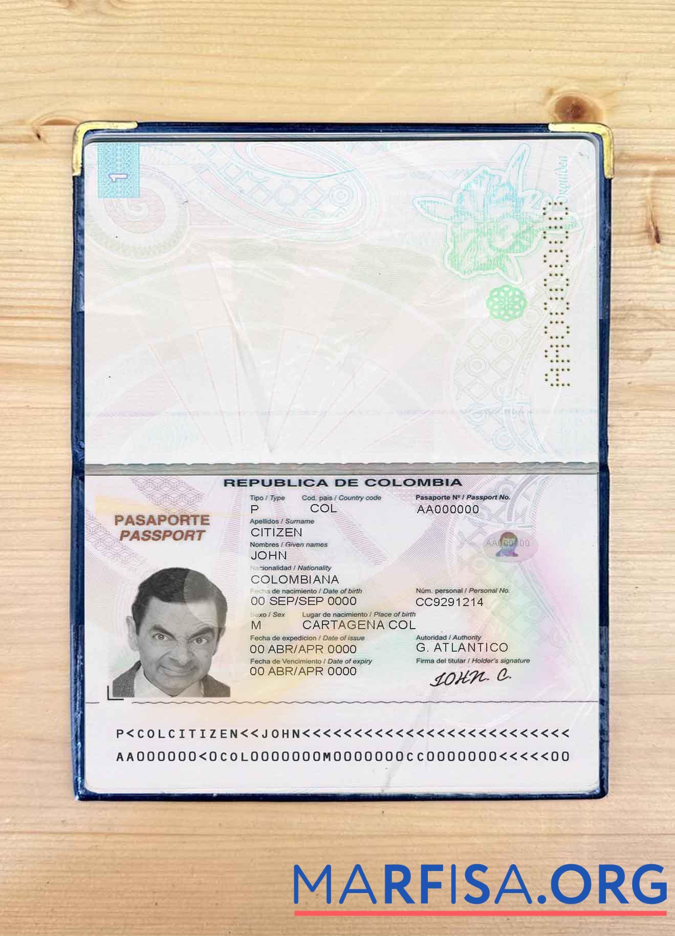 Kolumbien Reisepass 2018 Mockup