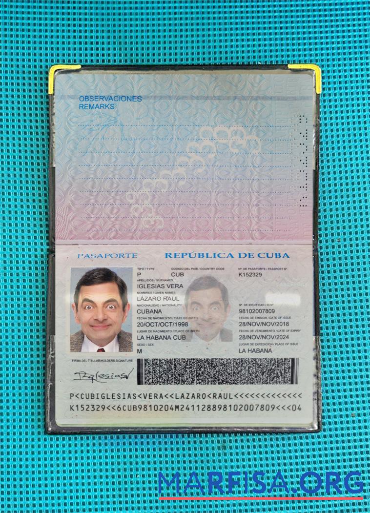 Kuba Reisepass 2018 Gegenwärtig Foto-Look Mockup