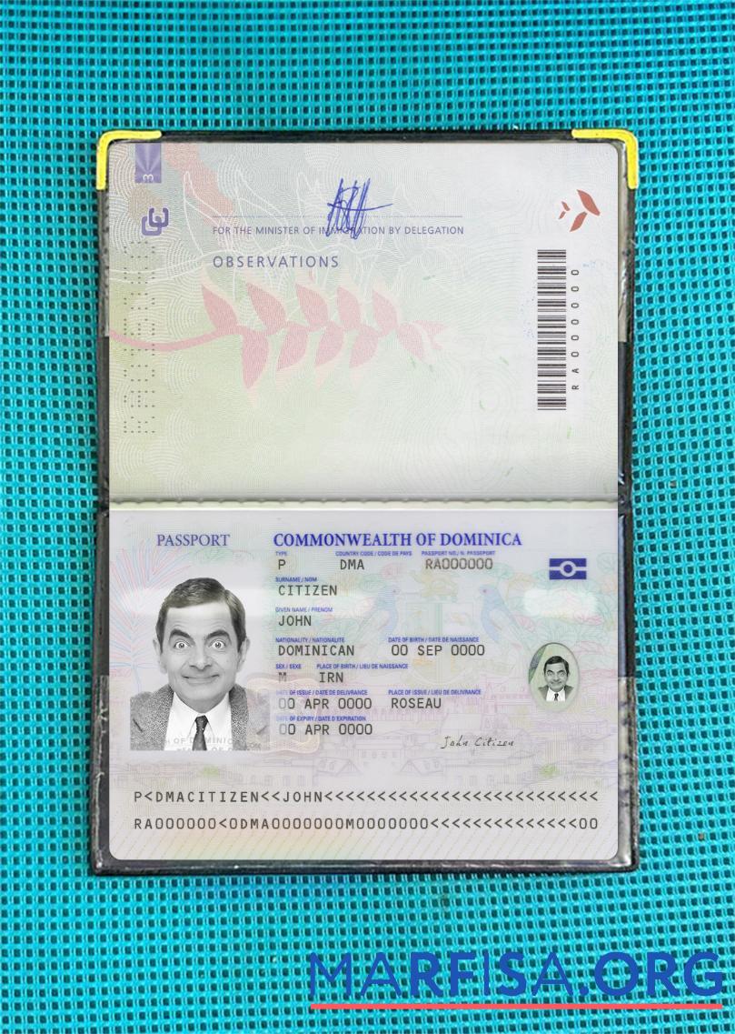 Dominica Reisepass 2021 Gegenwärtig Foto-Look Vorlage