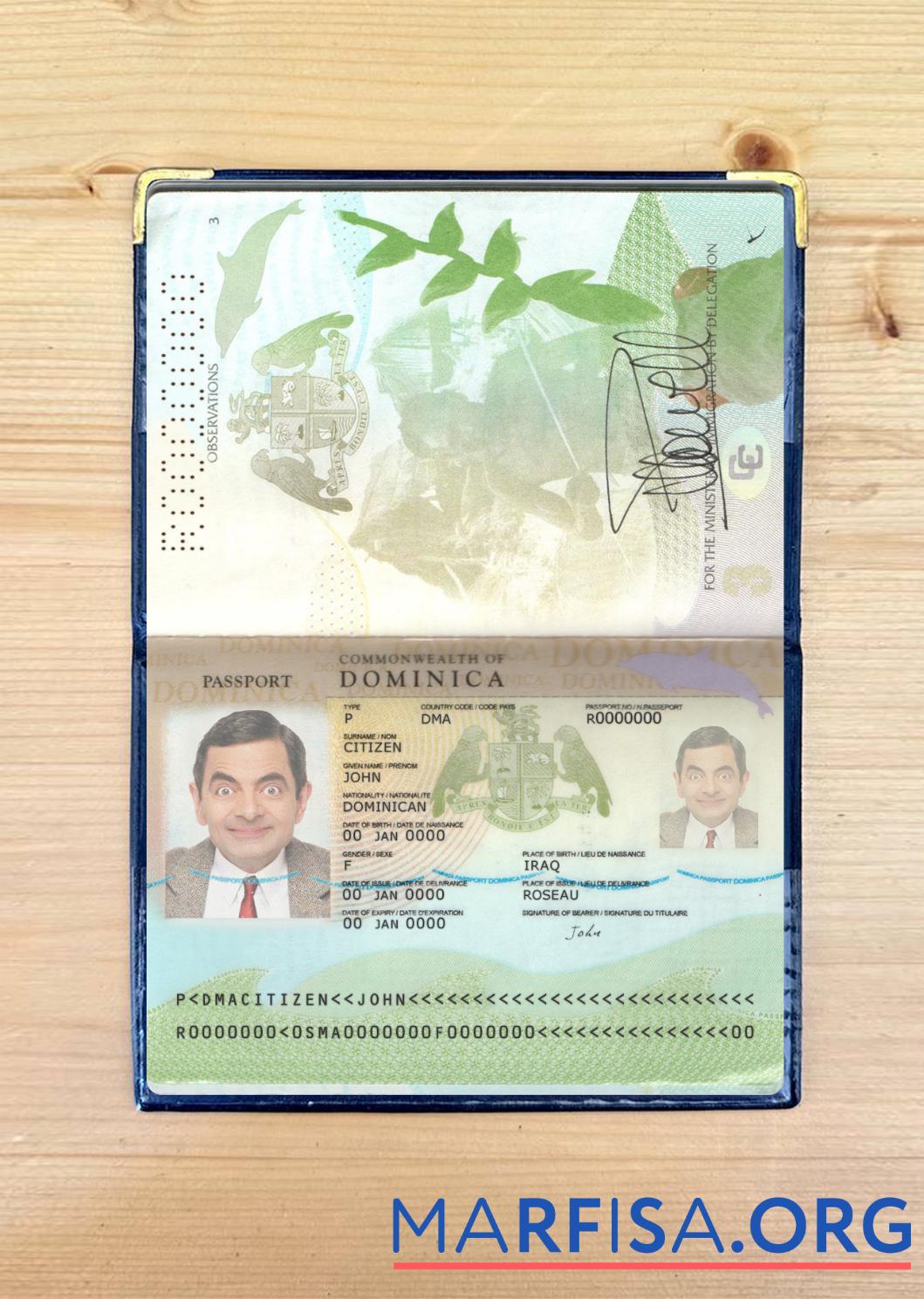Dominica Reisepass Neu 2019 Gegenwärtig Foto-Look Mockup