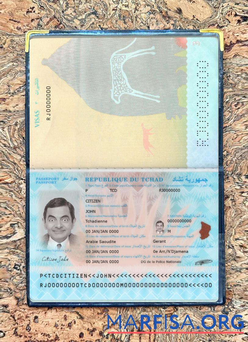 Du Tchad Reisepass Neu 2021 Gegenwärtig Foto-Look Mockup