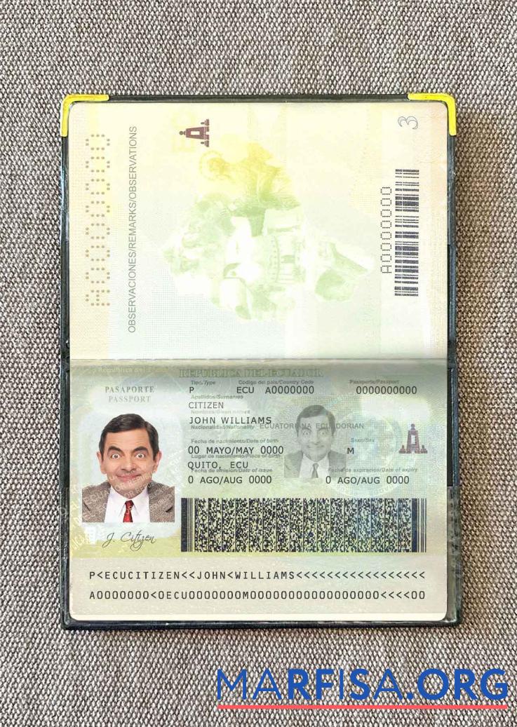 Ecuador Reisepass Foto look Mockup