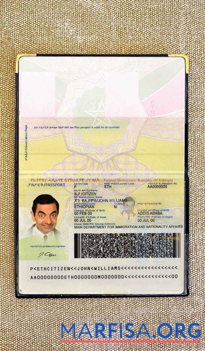 Äthiopien Reisepass Foto look Mockup