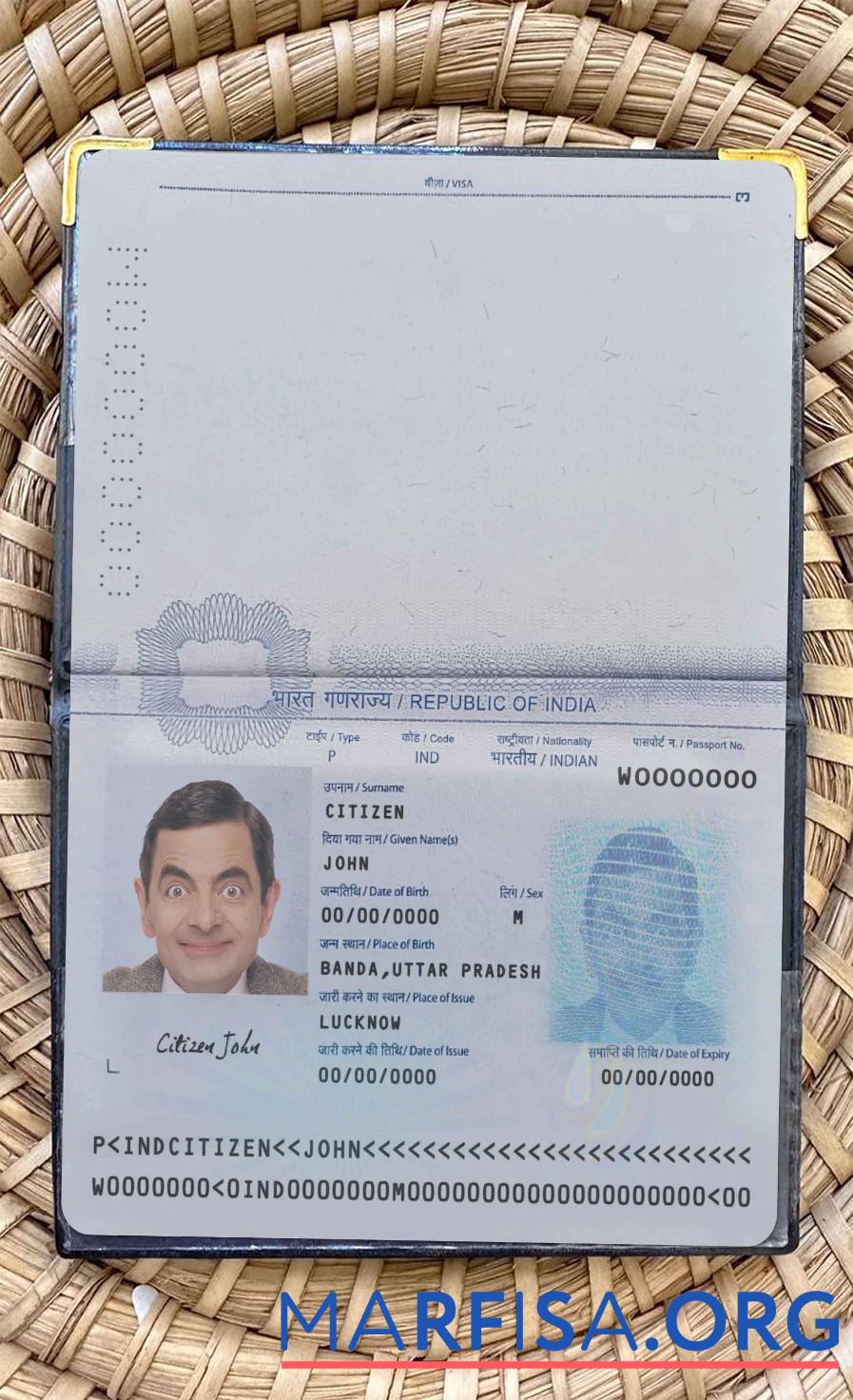 Indien pass 2020 Gegenwärtig Foto look Mockup