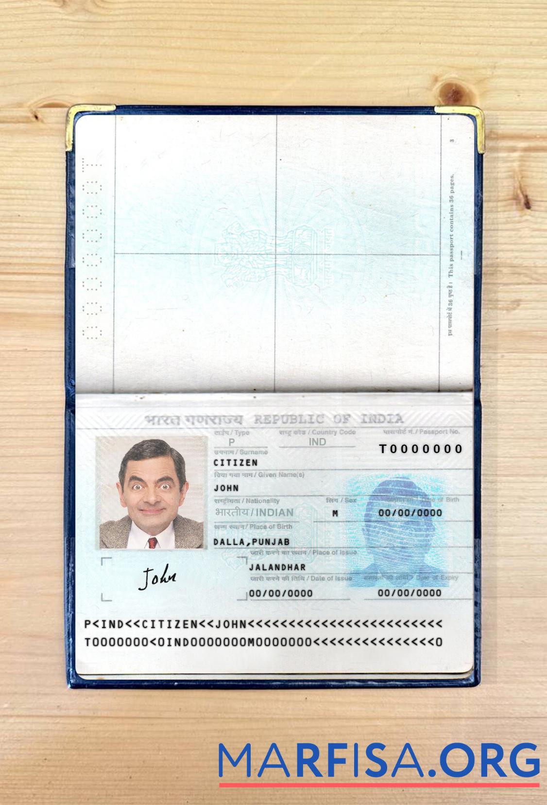 Indien Reisepass Neu Version 2 pages Foto-Look 1 Mockup