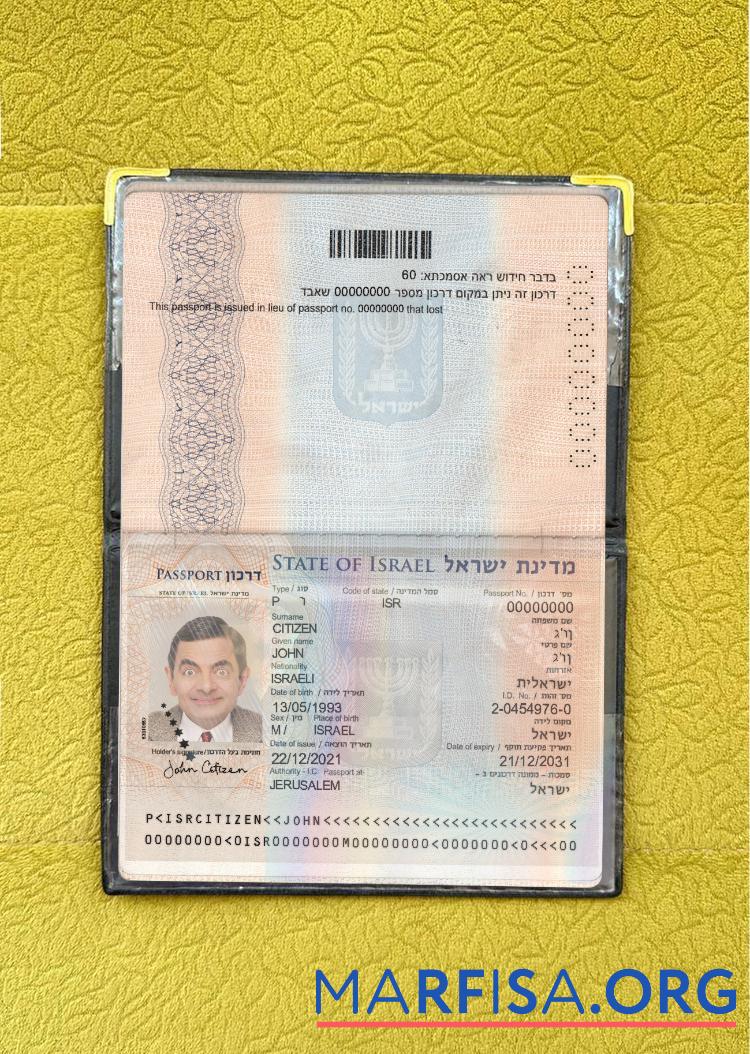 Israel Reisepass 2021 Gegenwärtig Foto-Look Vorschau