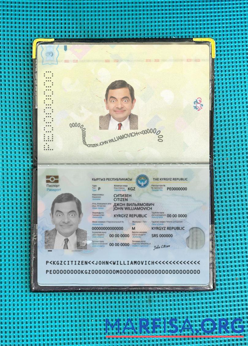 Kirgisistan Reisepass 2021 Gegenwärtig Foto-Look Probe