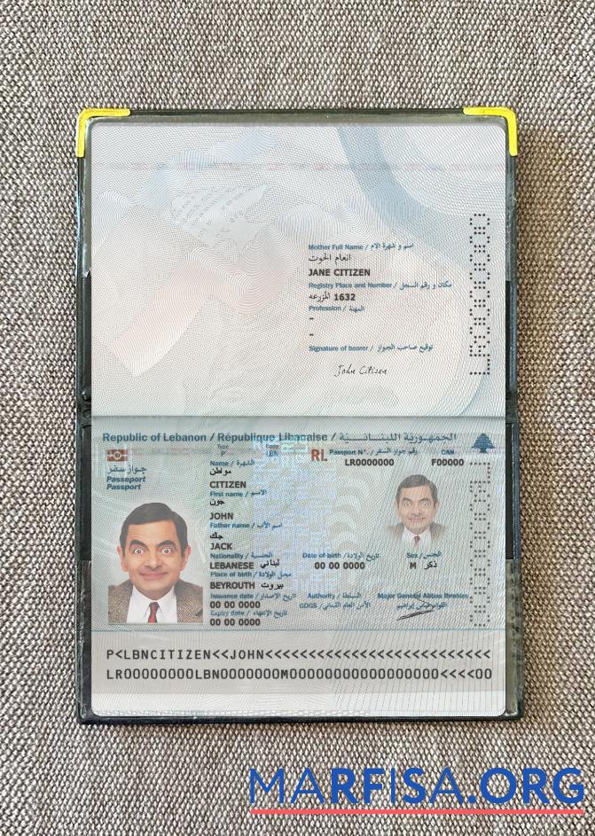 Libanon Reisepass 2022 Gegenwärtig Foto-Look Mockup