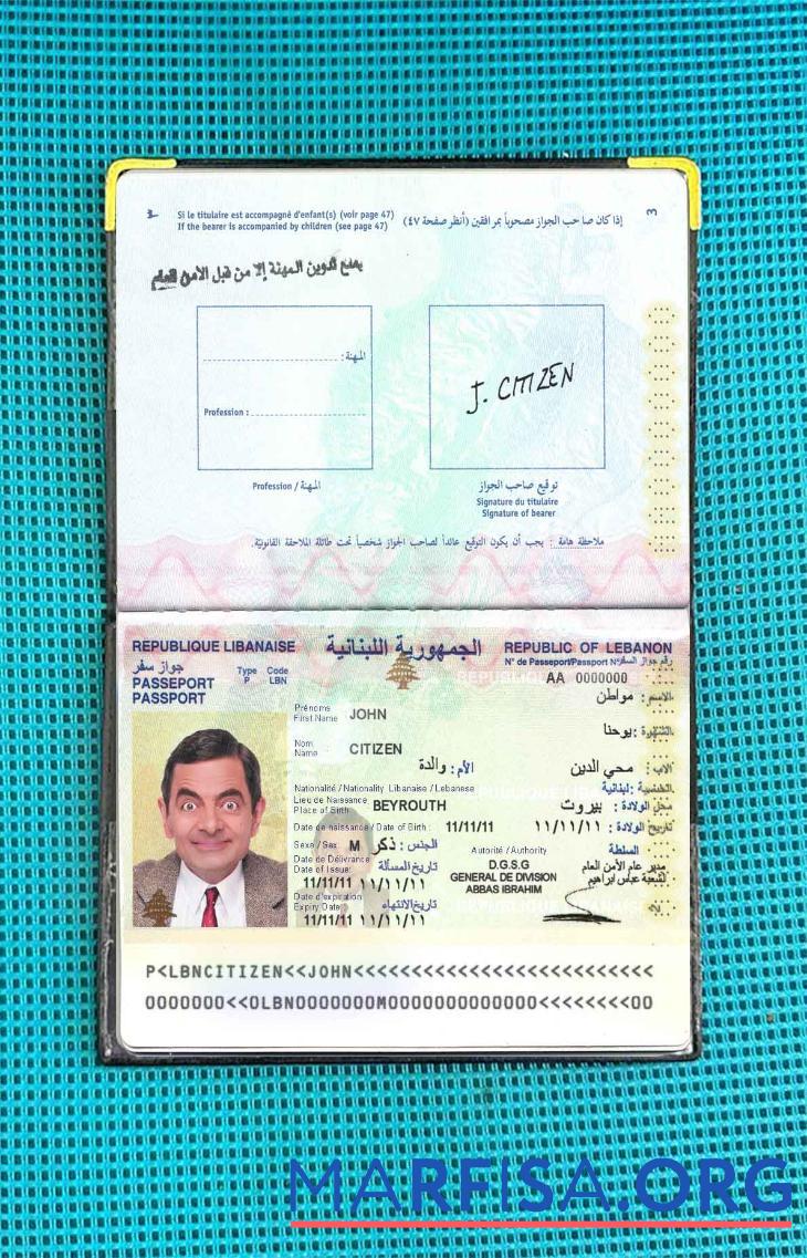 Libanon Reisepass Foto look Mockup
