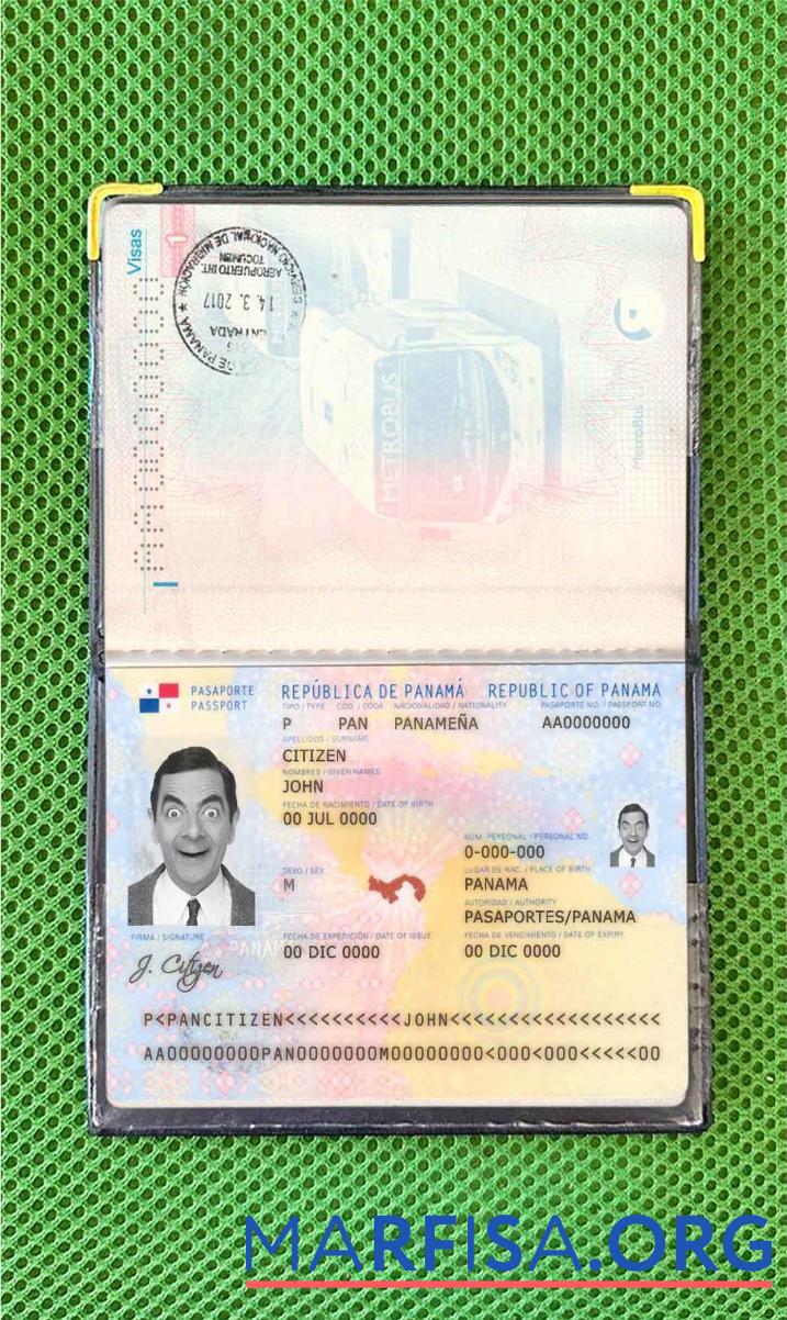 Panama Reisepass Foto look Vorlage