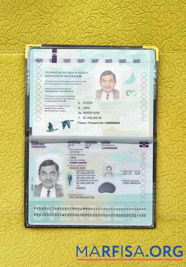 Schweden Reisepass Neu 2022 Gegenwärtig Foto-Look Vorlage