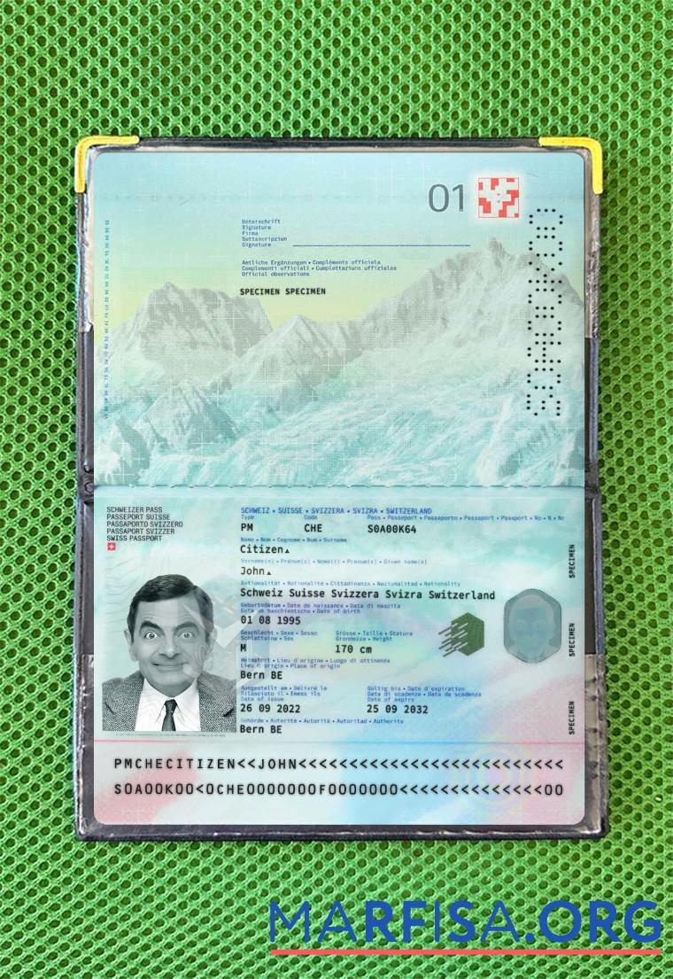 Schweiz Reisepass 2022 Gegenwärtig Foto-Look Mockup