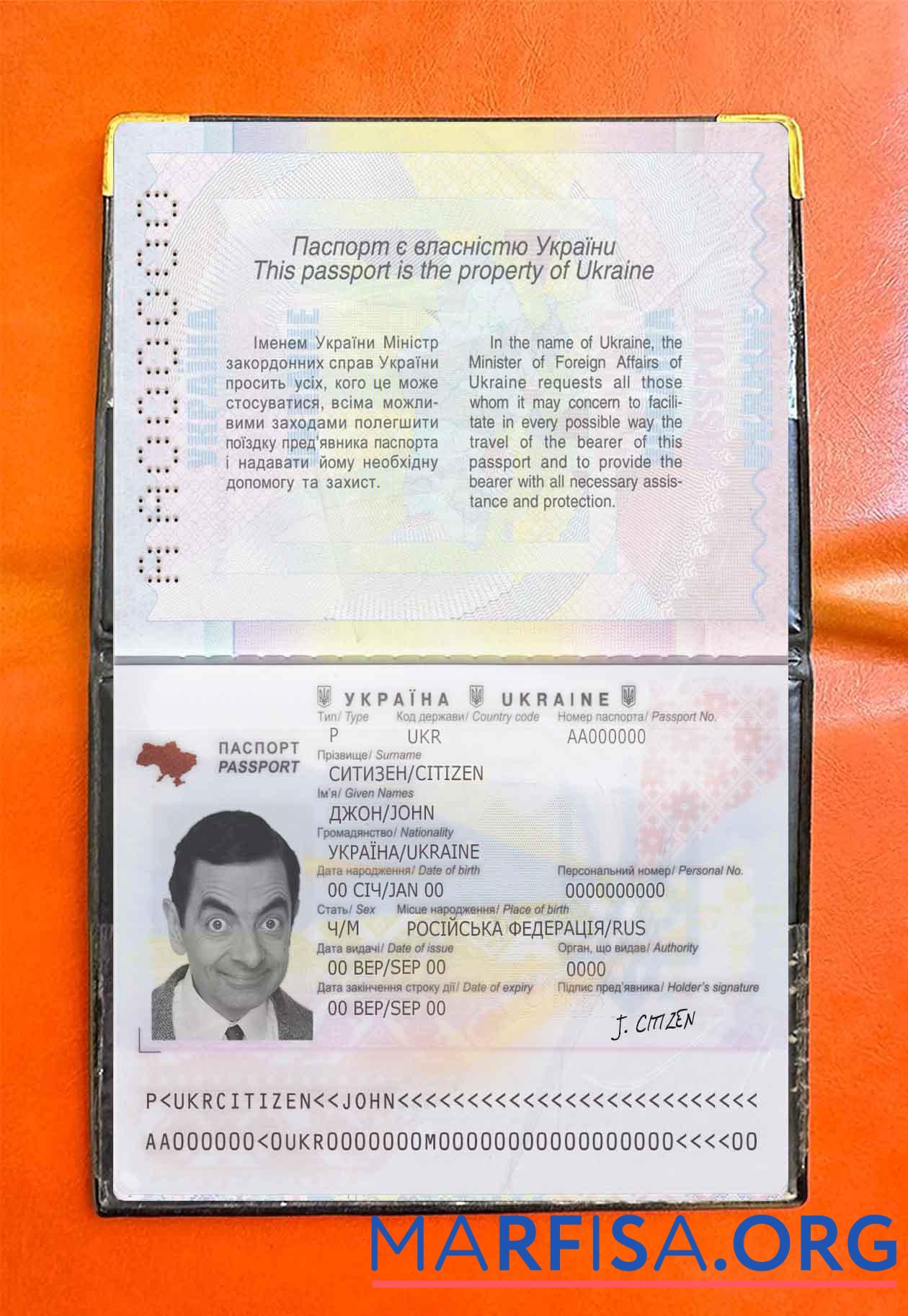 Ukraine Reisepass Foto look Mockup