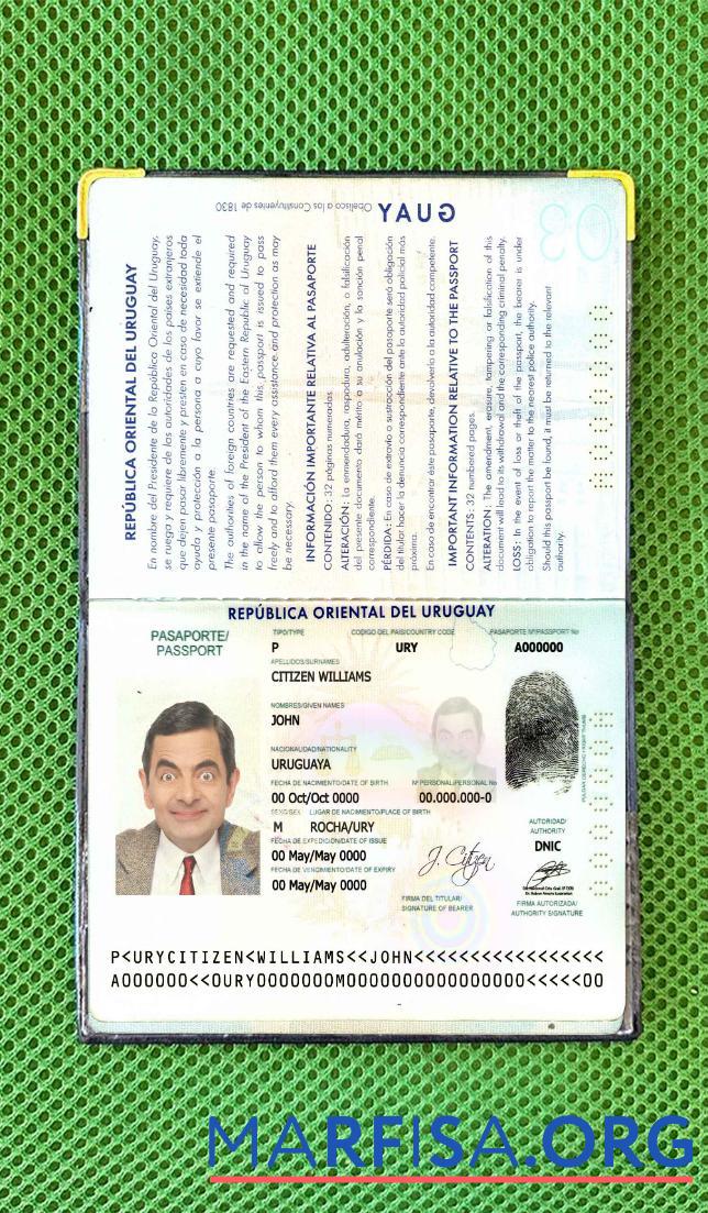 Uruguay Reisepass Foto look Probe