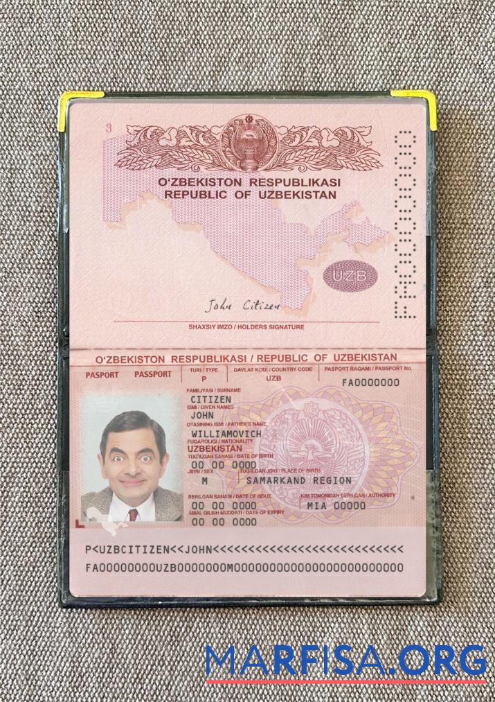 Usbekistan Reisepass 2022 Gegenwärtig Foto-Look Design